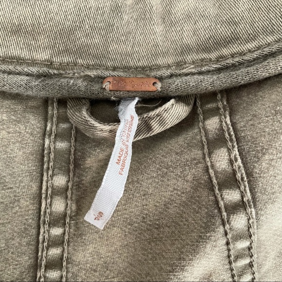 FREE PEOPLE COWL NECK BUTTON UP MOTO MILITARY JEAN JACKET SMALL - Picture 7 of 7